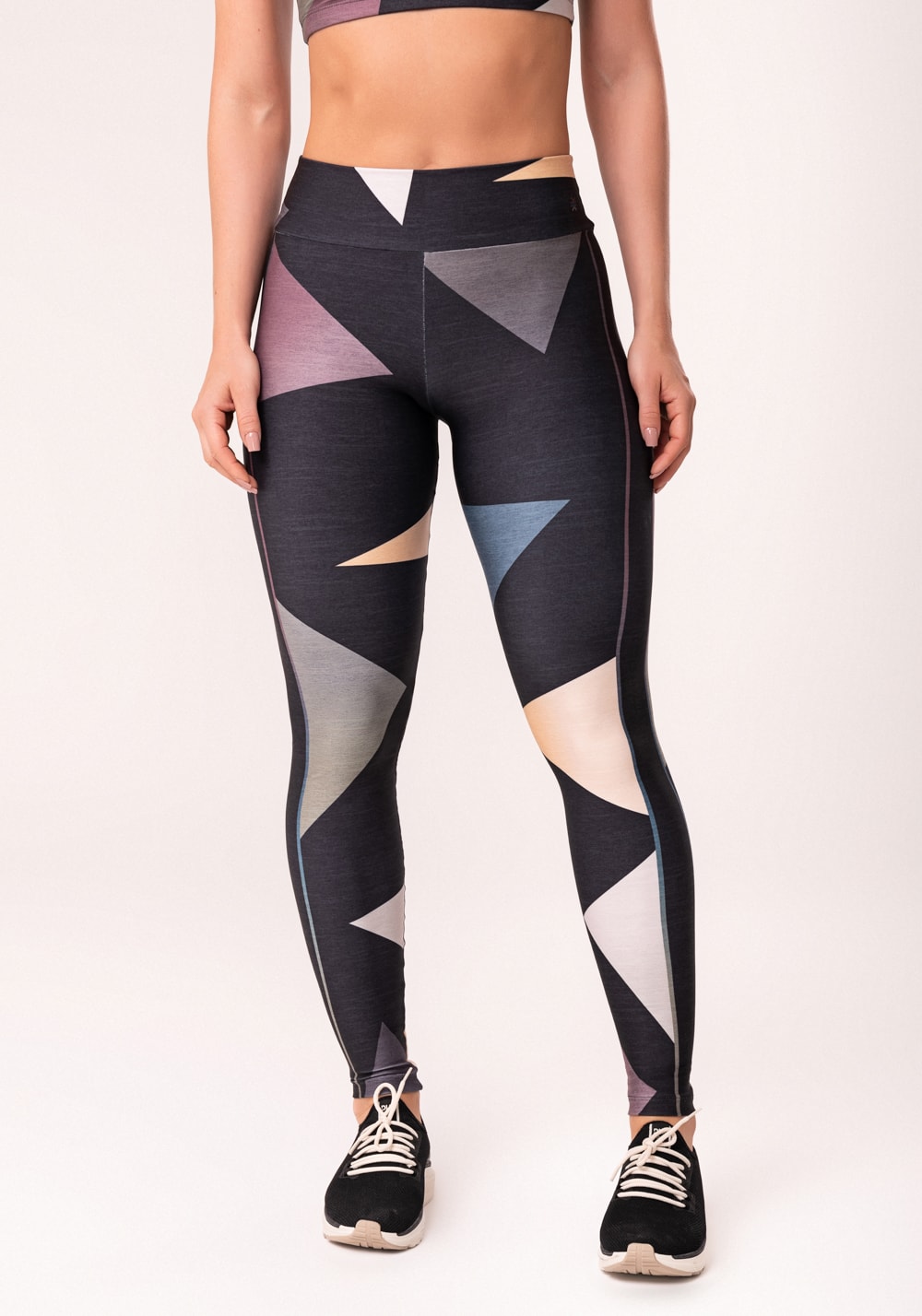 Legging fitness feminina estampada geométrico degradê printed