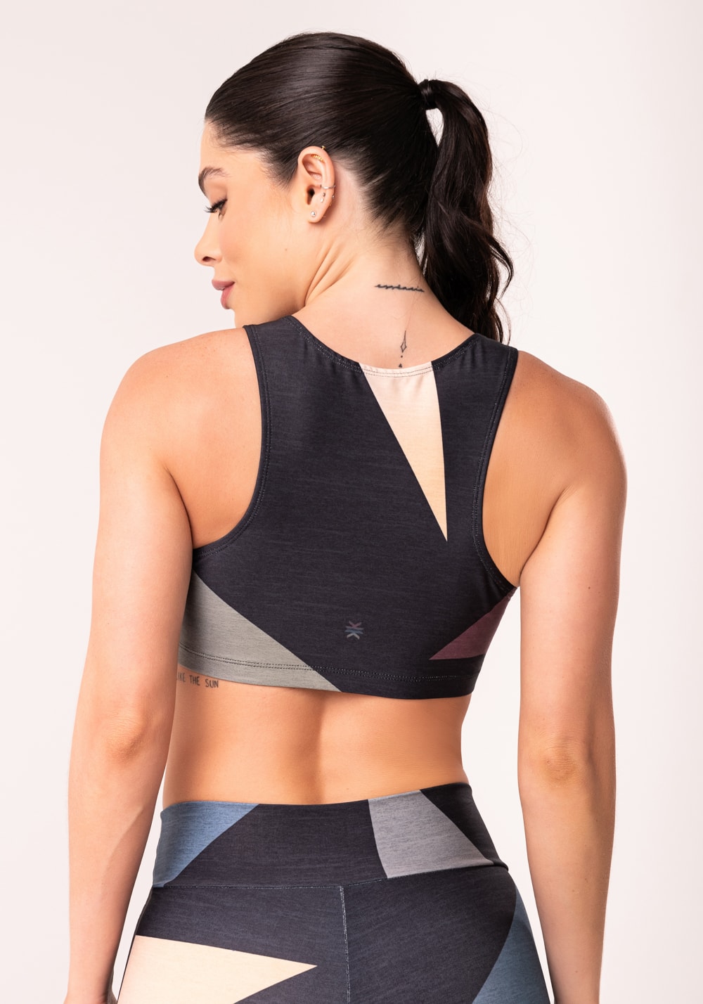 Top fitness feminino geométrico degradê printed