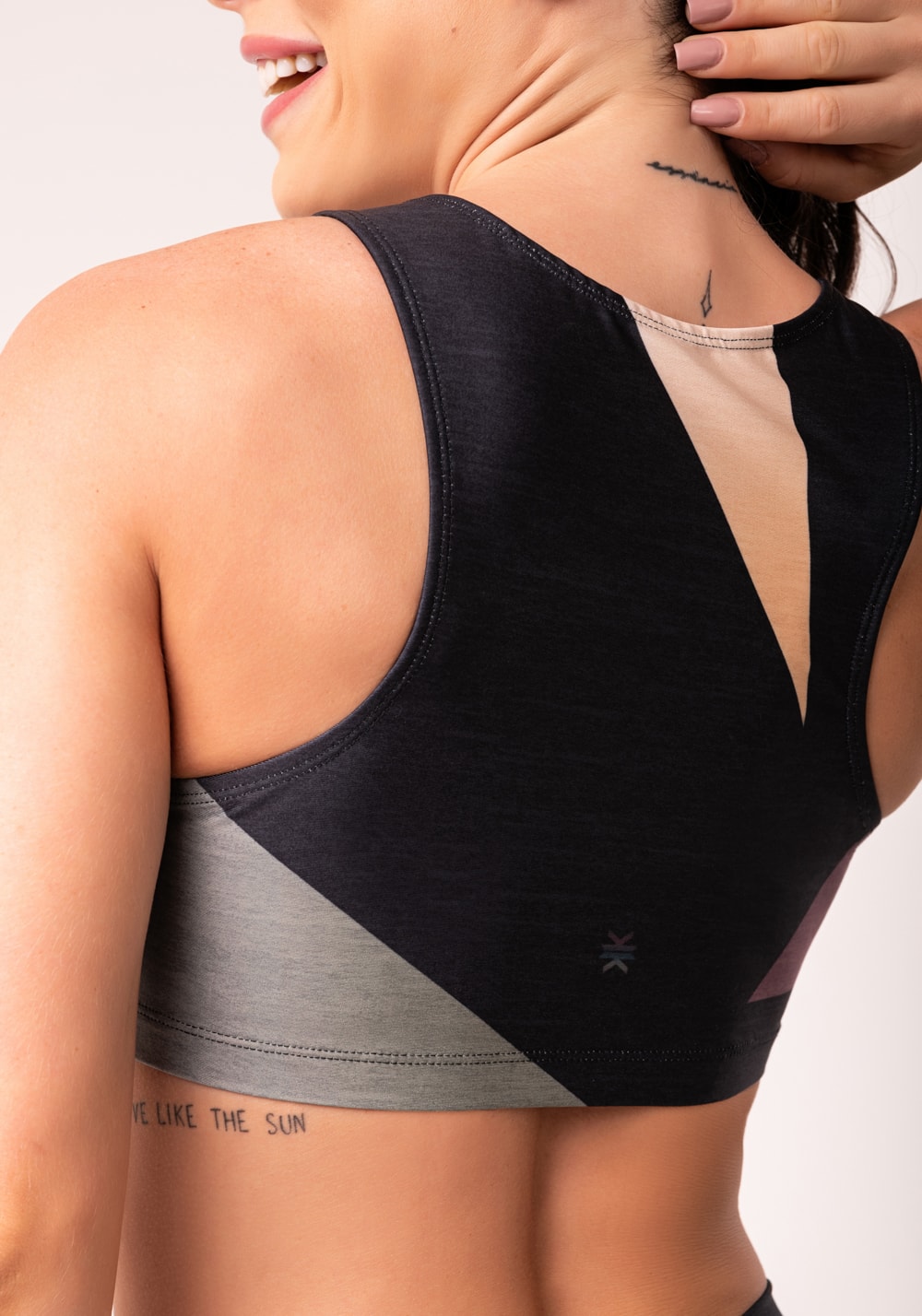 Top fitness feminino geométrico degradê printed