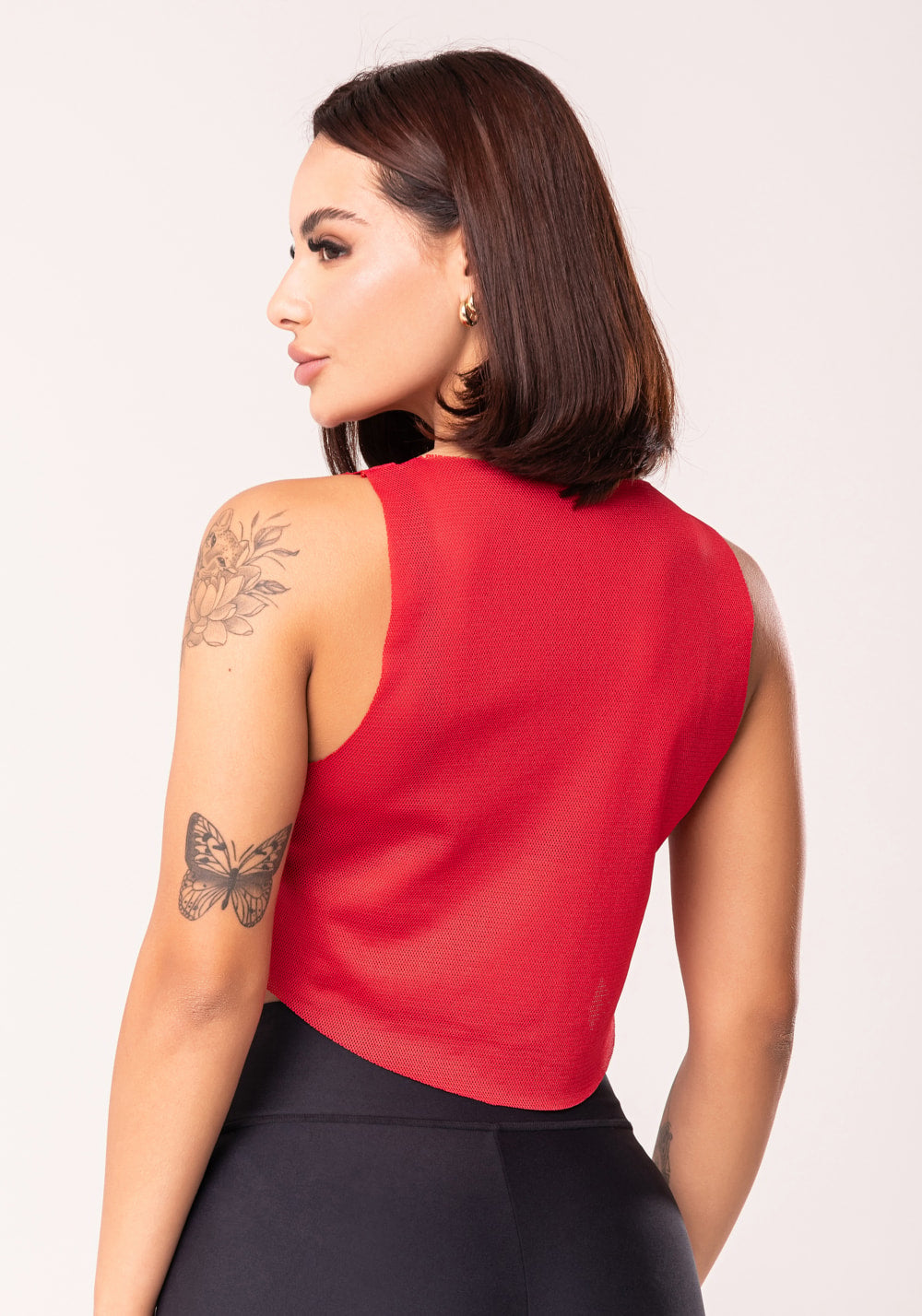 Cropped fitness feminino de tela vermelho