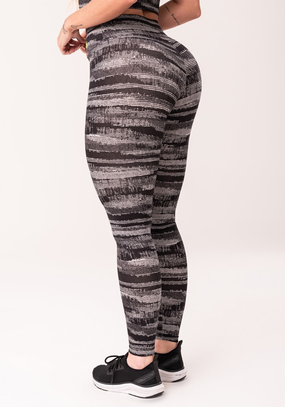 Legging fitness feminina cinza estampada disruption euphoria