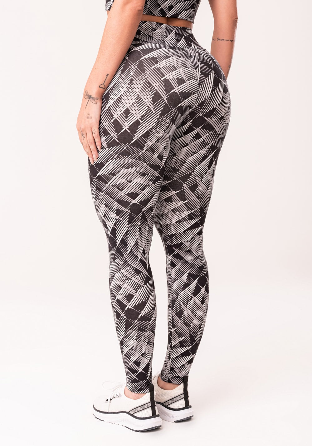 Legging fitness feminina cinza estampada abstract lines euphoria