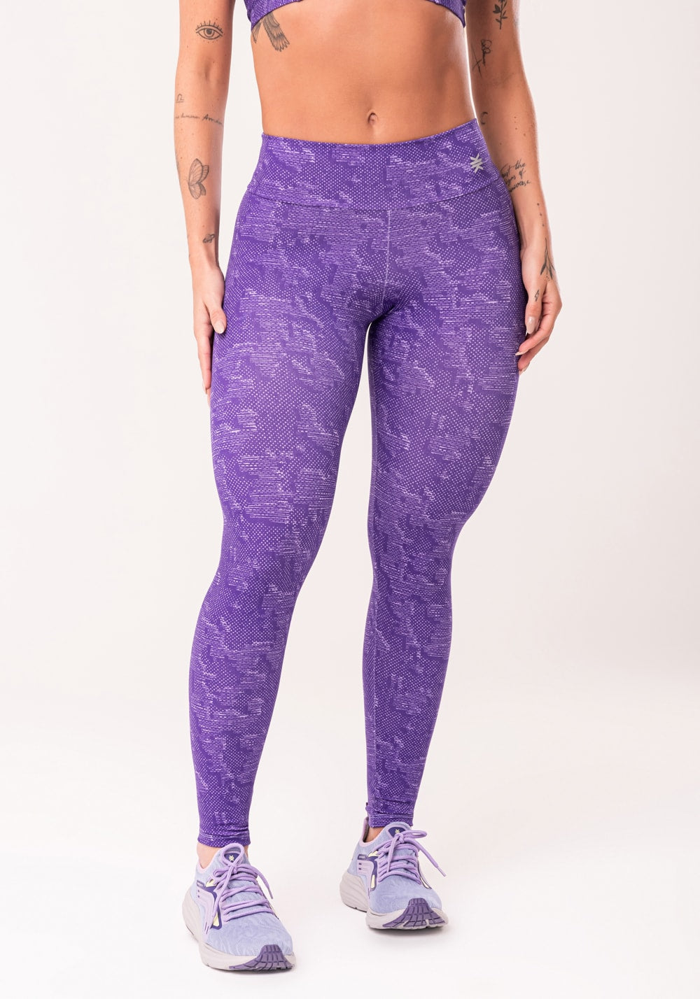 Legging fitness feminina lilás estampada camouflage euphoria