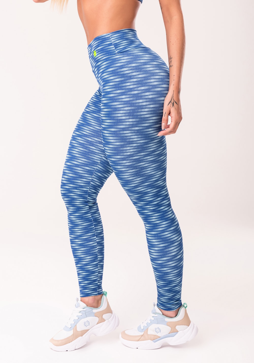 Legging fitness feminina azul estampada zig zag waves euphoria
