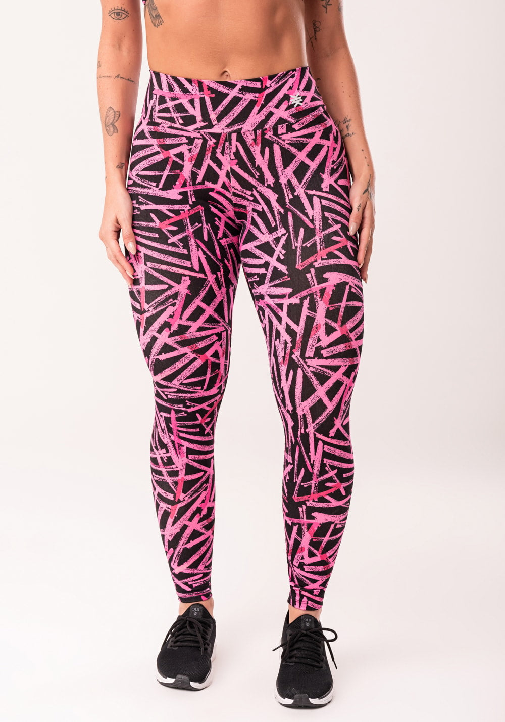 Legging fitness feminina rosa estampada sticks euphoria