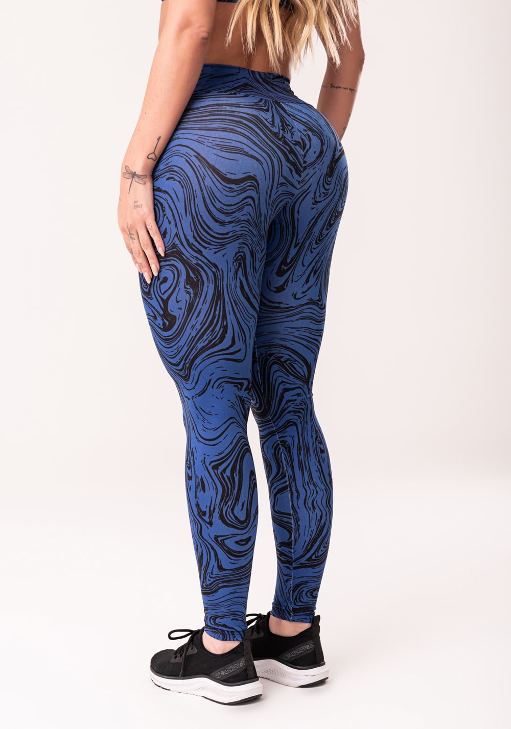Legging fitness feminina azul estampada abstract duo euphoria