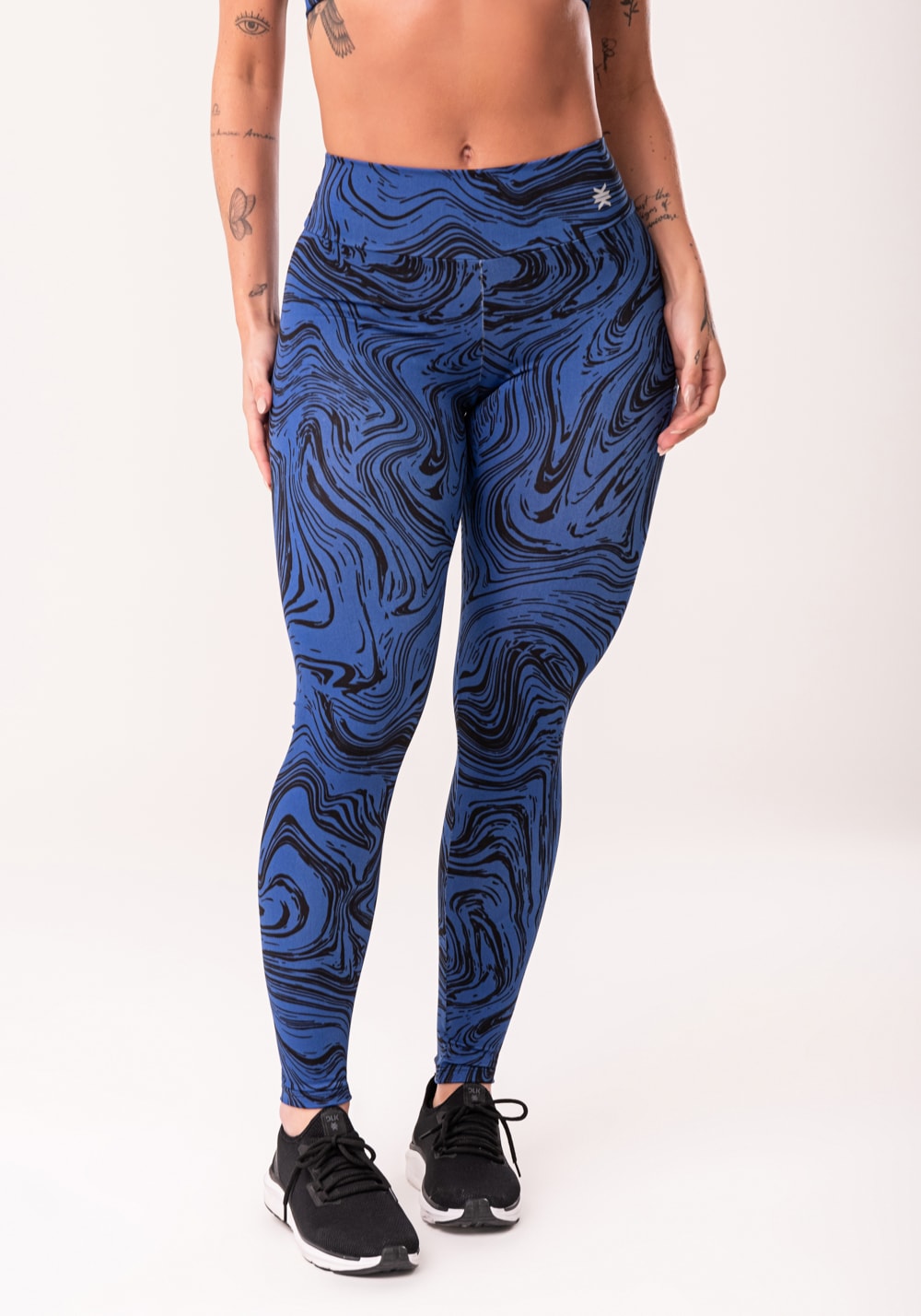 Legging fitness feminina azul estampada abstract duo euphoria