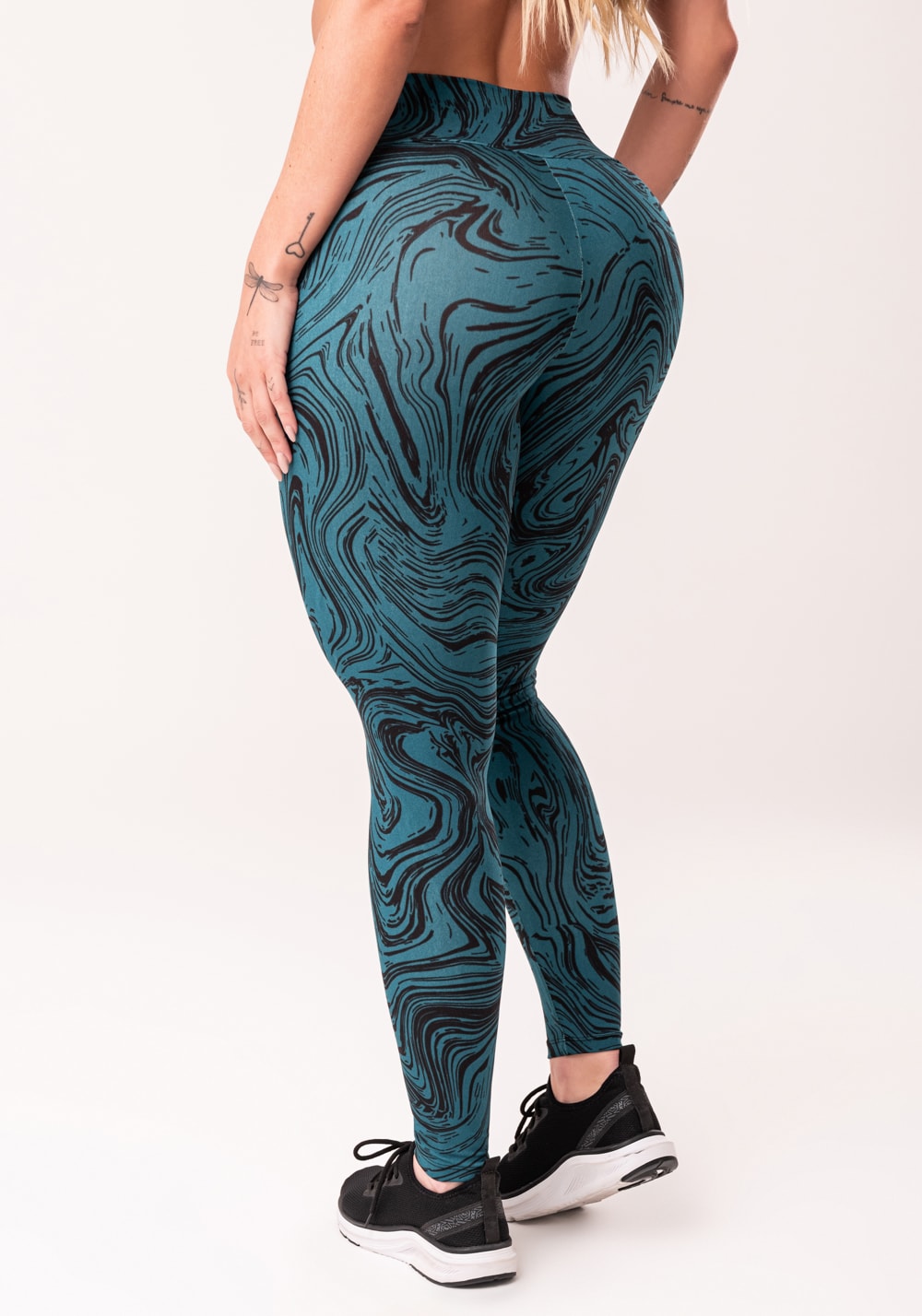 Legging fitness feminina petróleo estampada abstract duo euphoria