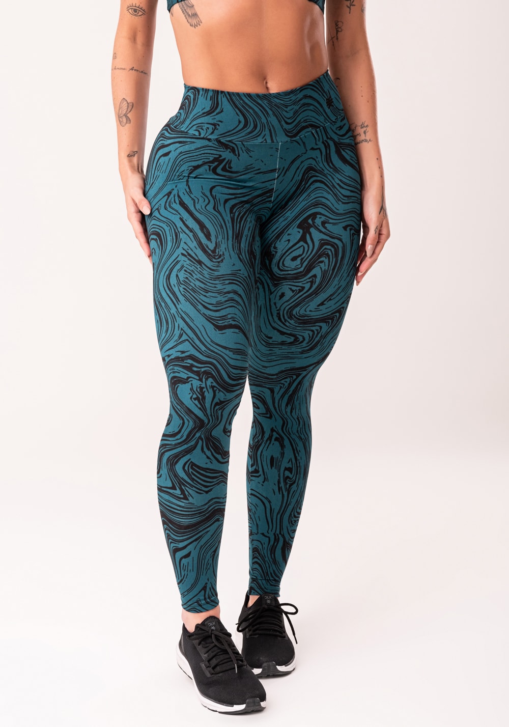 Legging fitness feminina petróleo estampada abstract duo euphoria