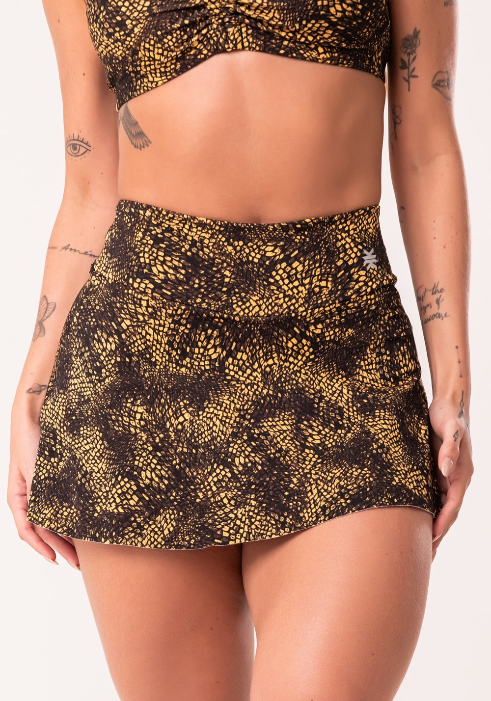 Short saia fitness feminino estampado crocodile skin euphoria