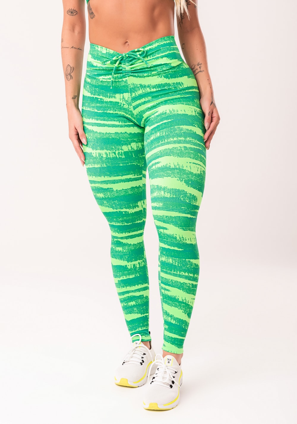 Legging fitness feminina verde com franzido estampada disruption euphoria
