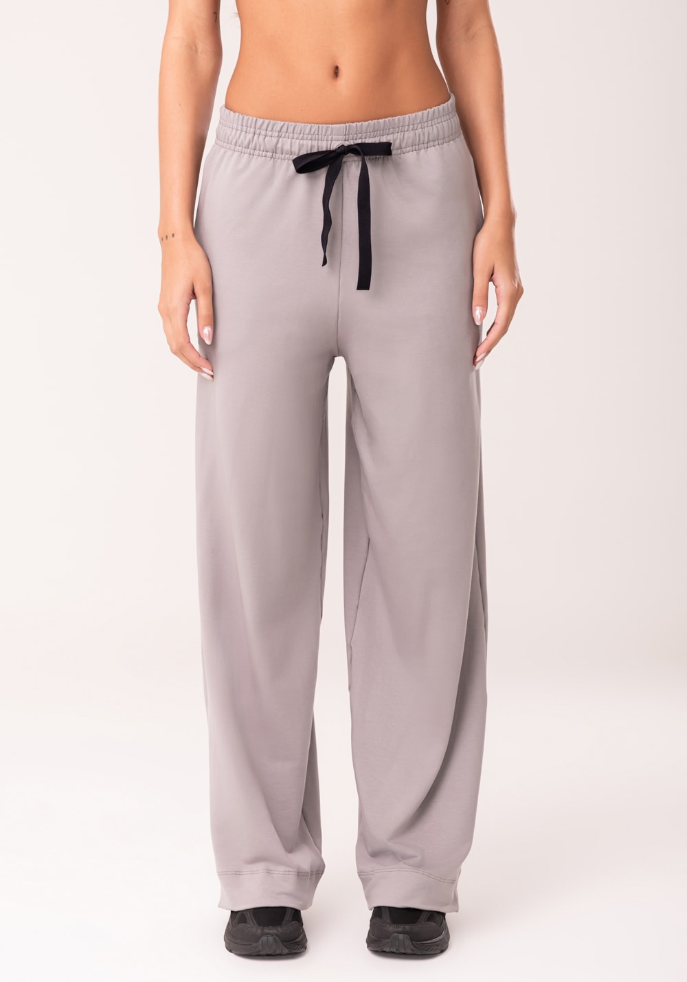 Calça moletinho feminina cinza com bolso oasis