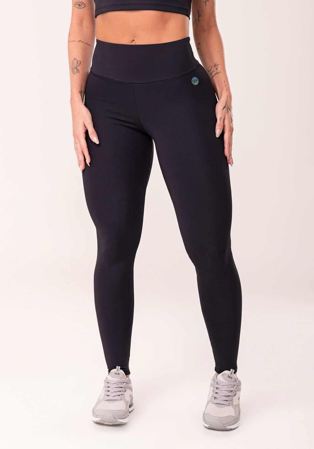 Legging fitness feminina preto com cós largo oasis