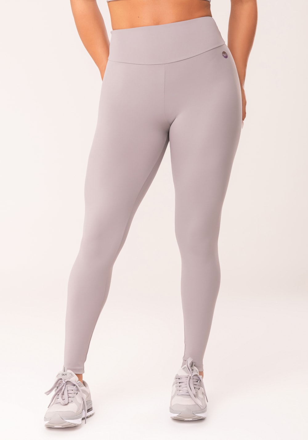 Legging fitness feminina cinza com cós largo oasis