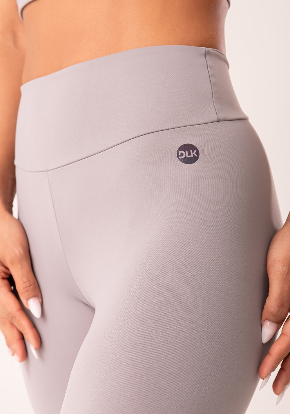 Legging fitness feminina cinza com cós largo oasis