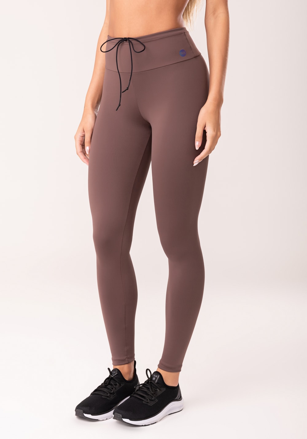 Legging fitness feminina marrom com cadarço oasis