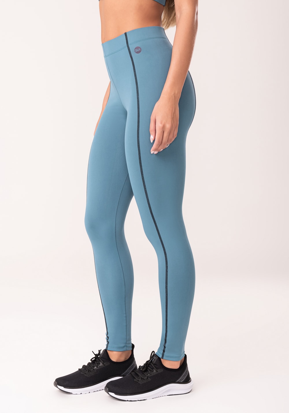 Legging fitness feminina azul com pesponto oasis