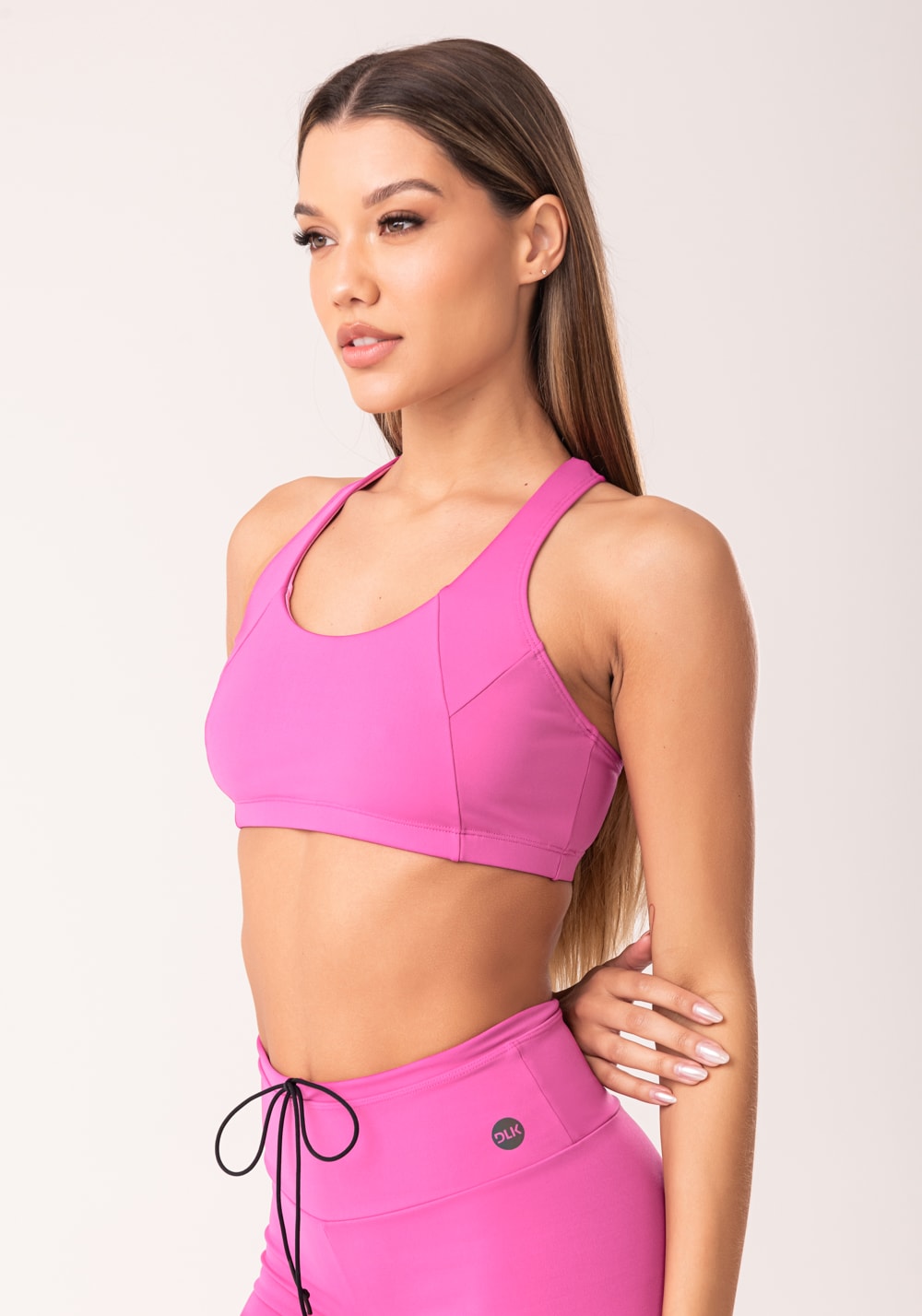 Top fitness feminino nadador rosa com recortes oasis