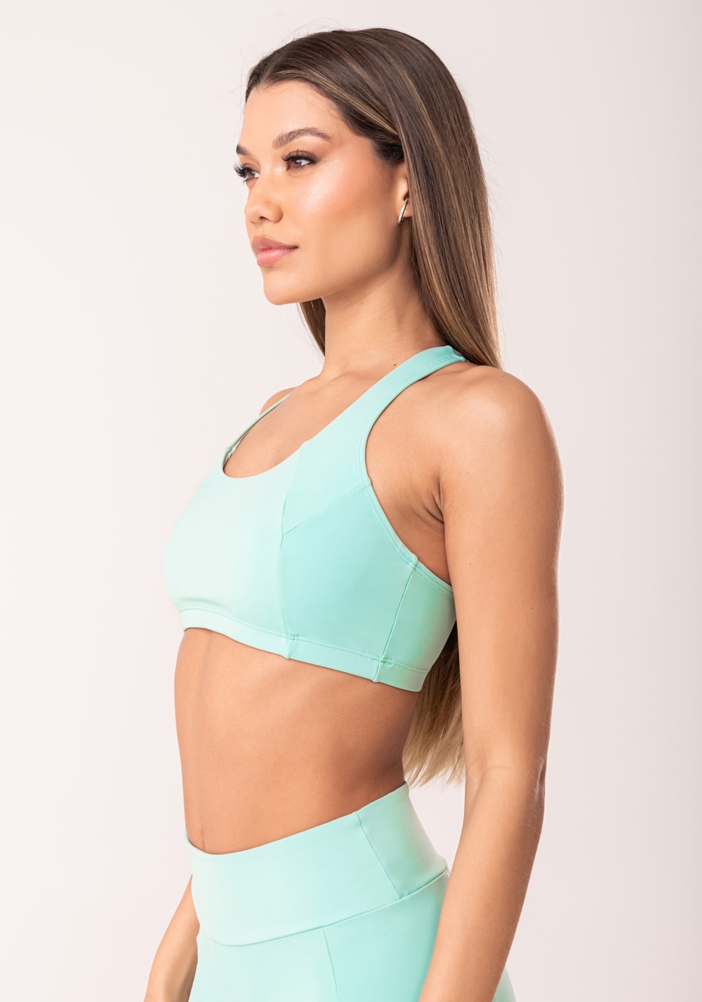 Top fitness feminino nadador verde com recortes oasis