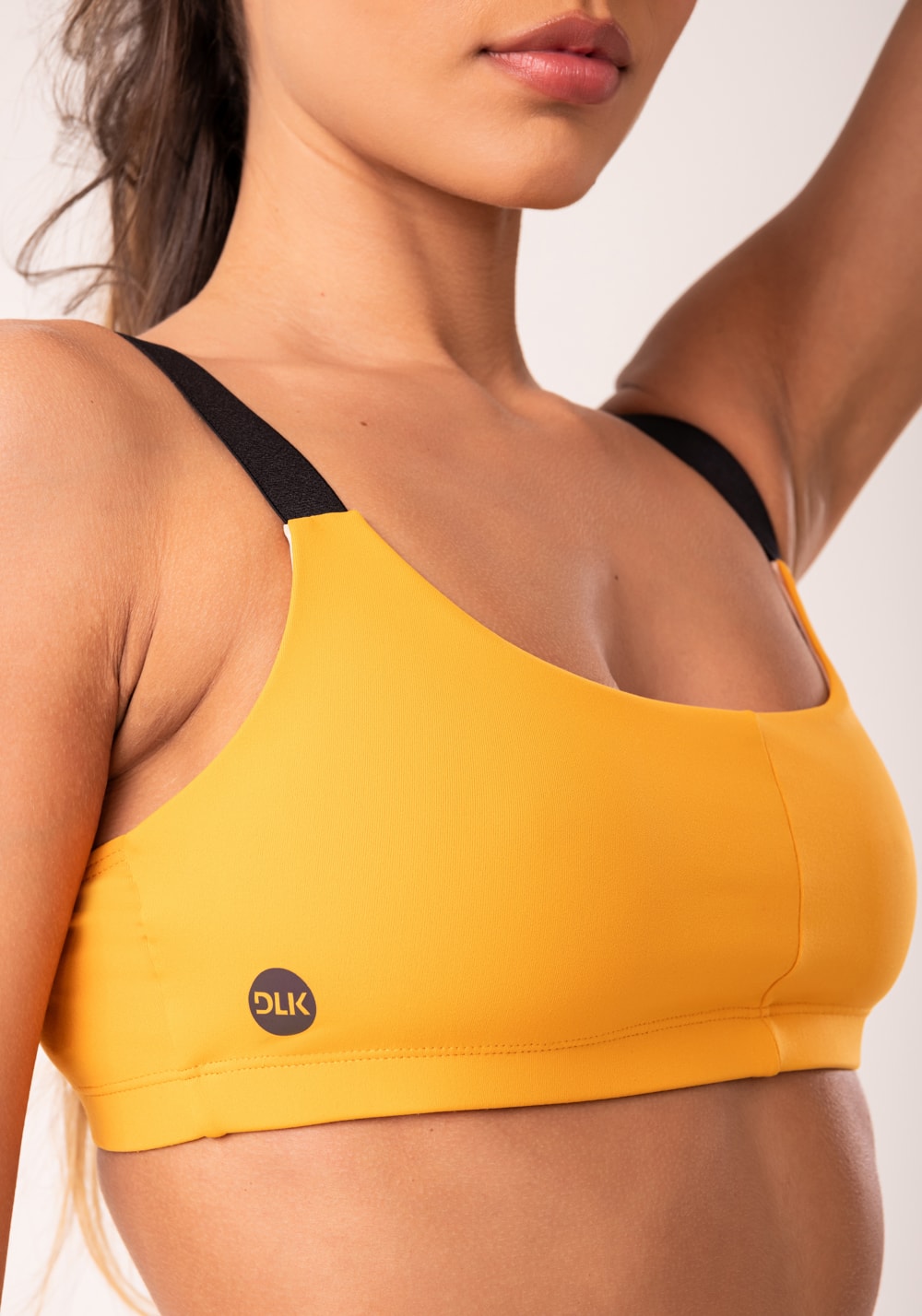 Top fitness feminino amarelo com alças de elástico oasis