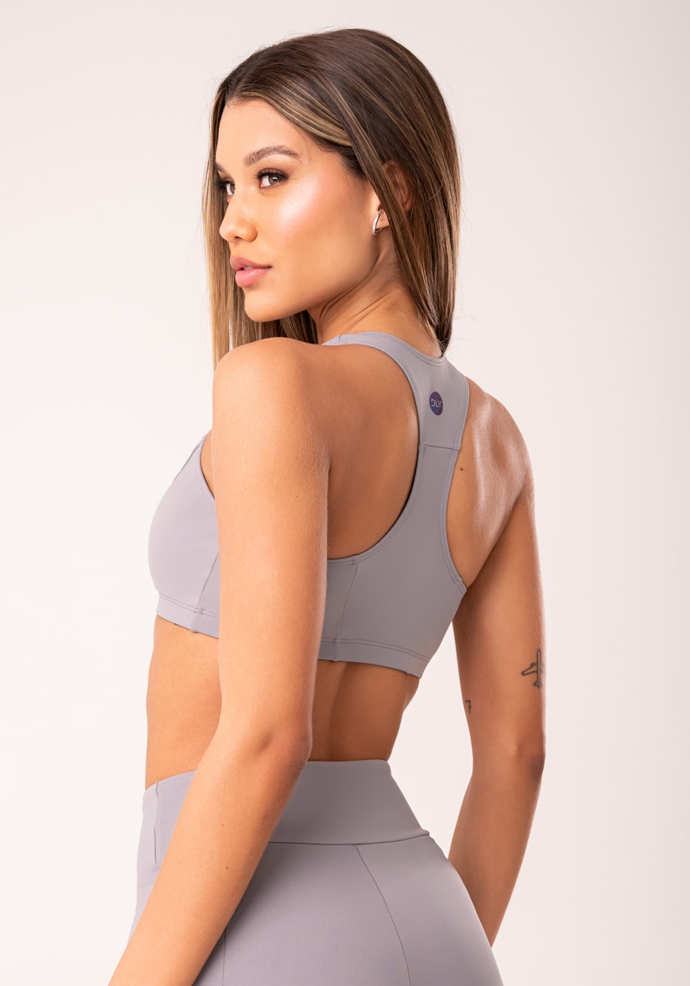 Top fitness feminino nadador cinza oasis
