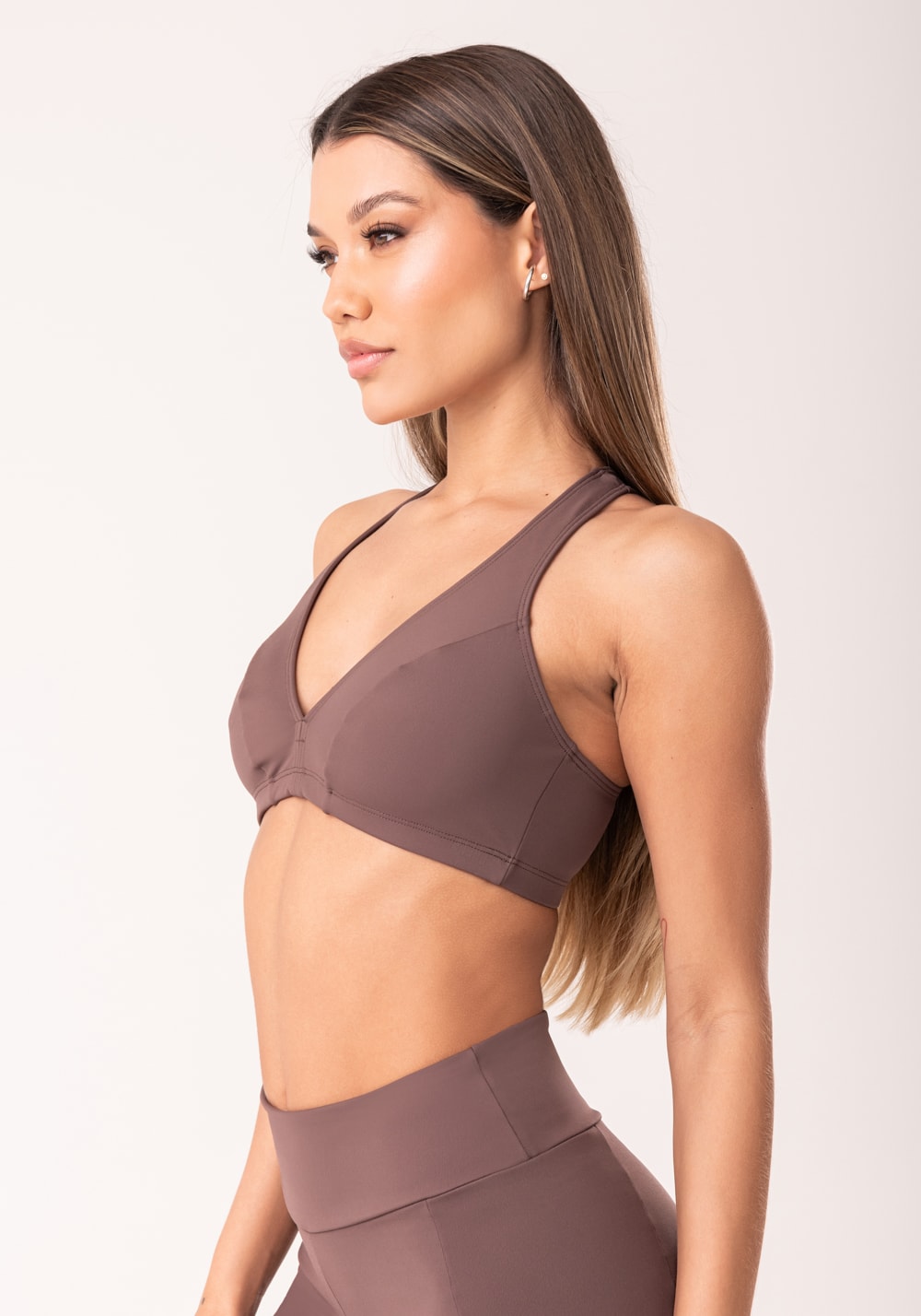 Top fitness feminino nadador marrom oasis