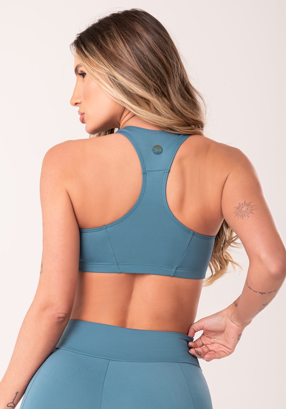 Top fitness feminino nadador azul oasis