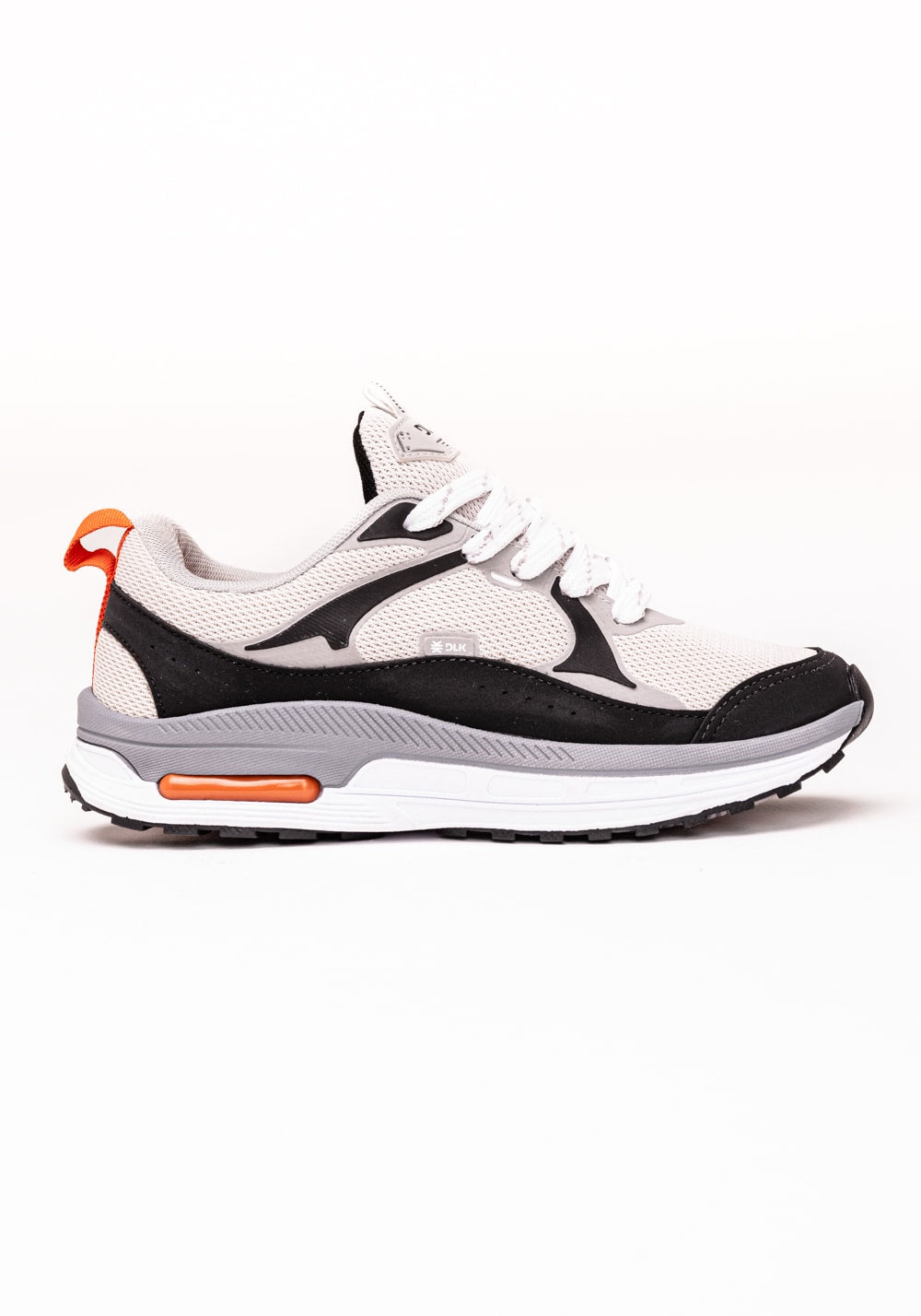 Tênis esportivo feminino cinza preto e laranja