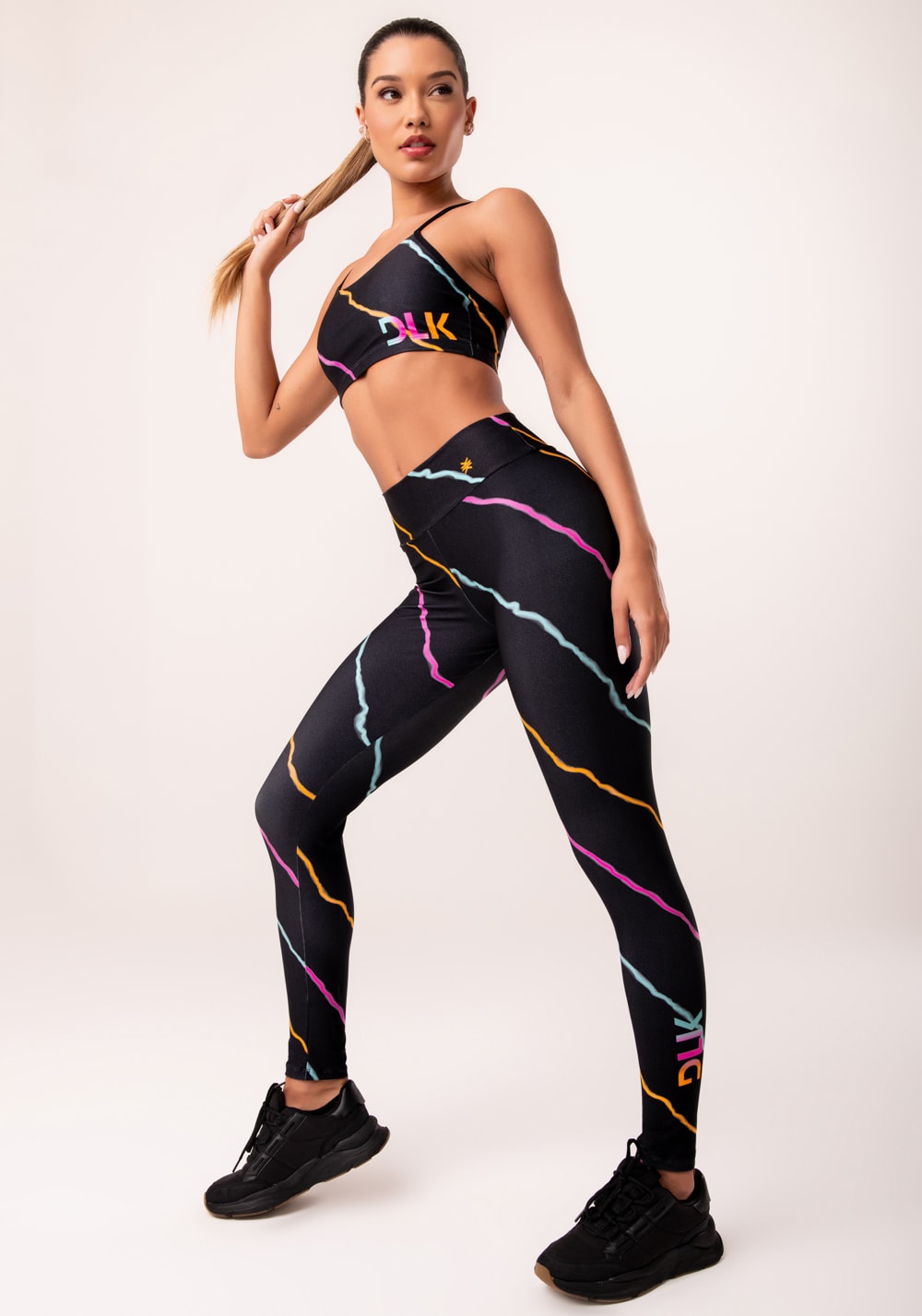 Legging fitness feminina estampada neon energetic printed