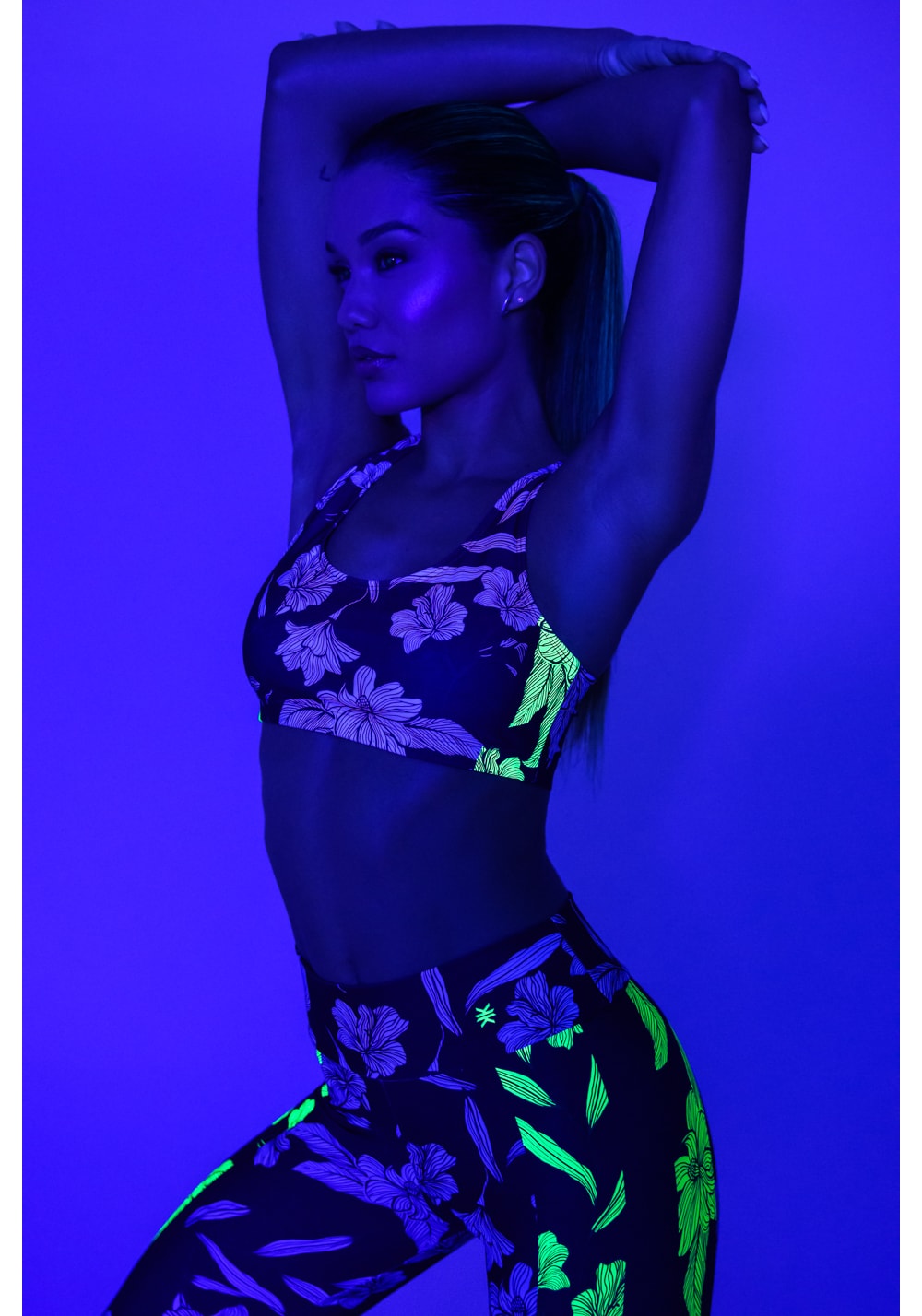 Top fitness feminino estampado neon paradise printed