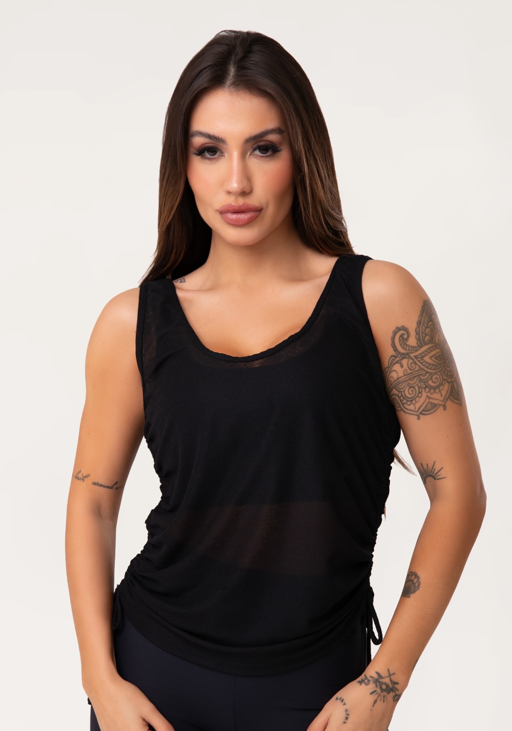 Cropped feminino franzido preto al mare