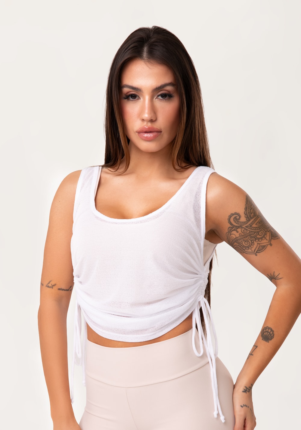Cropped feminino franzido branco al mare
