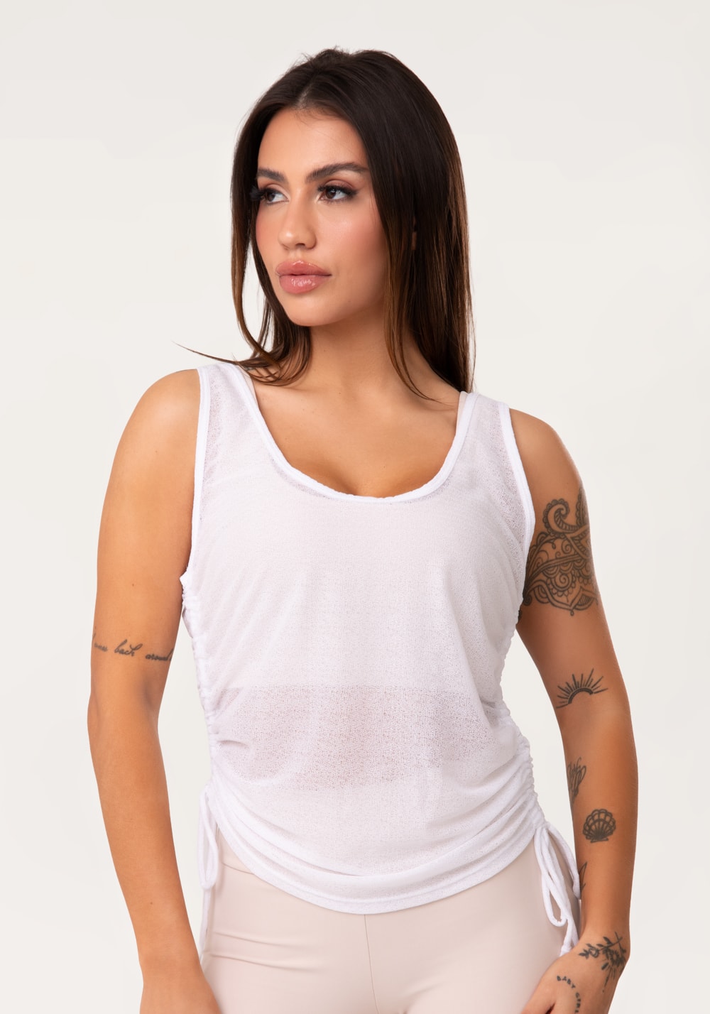 Cropped feminino franzido branco al mare