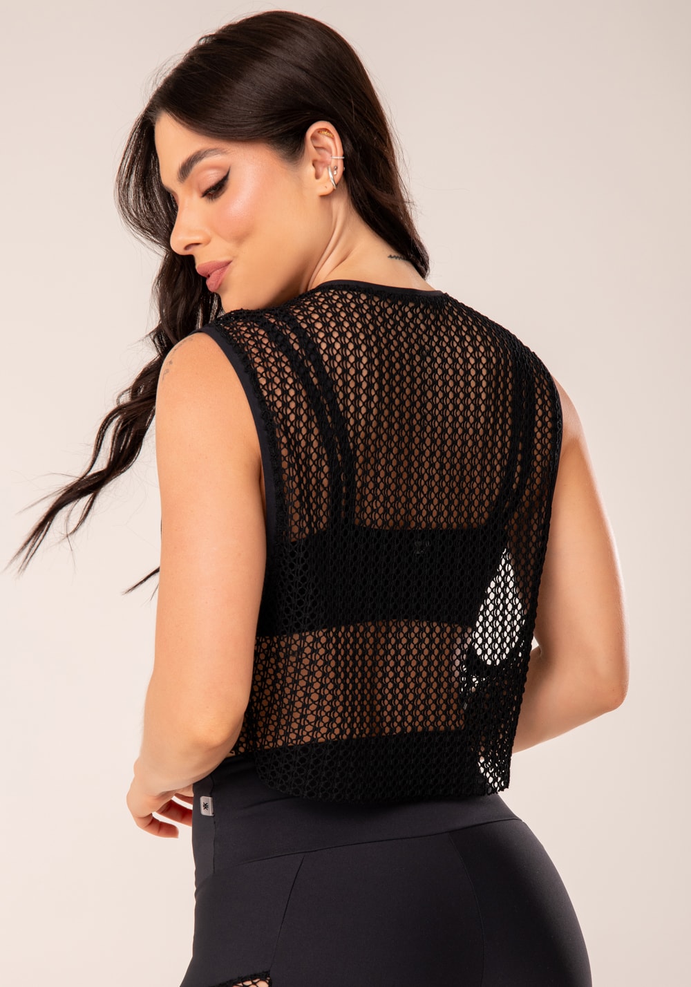 Cropped de tela feminino preto harmony