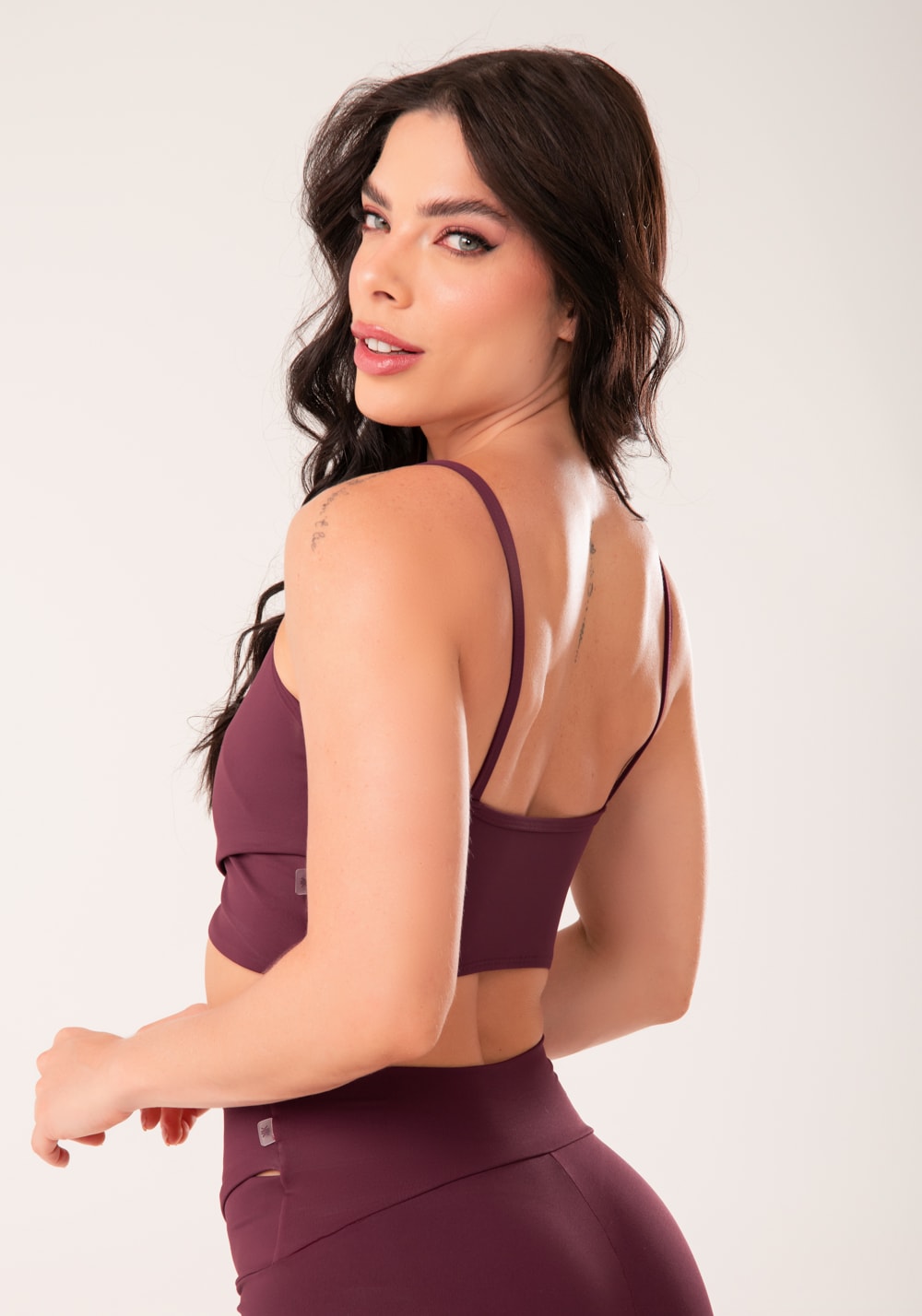 Top fitness feminino vinho transpassado harmony