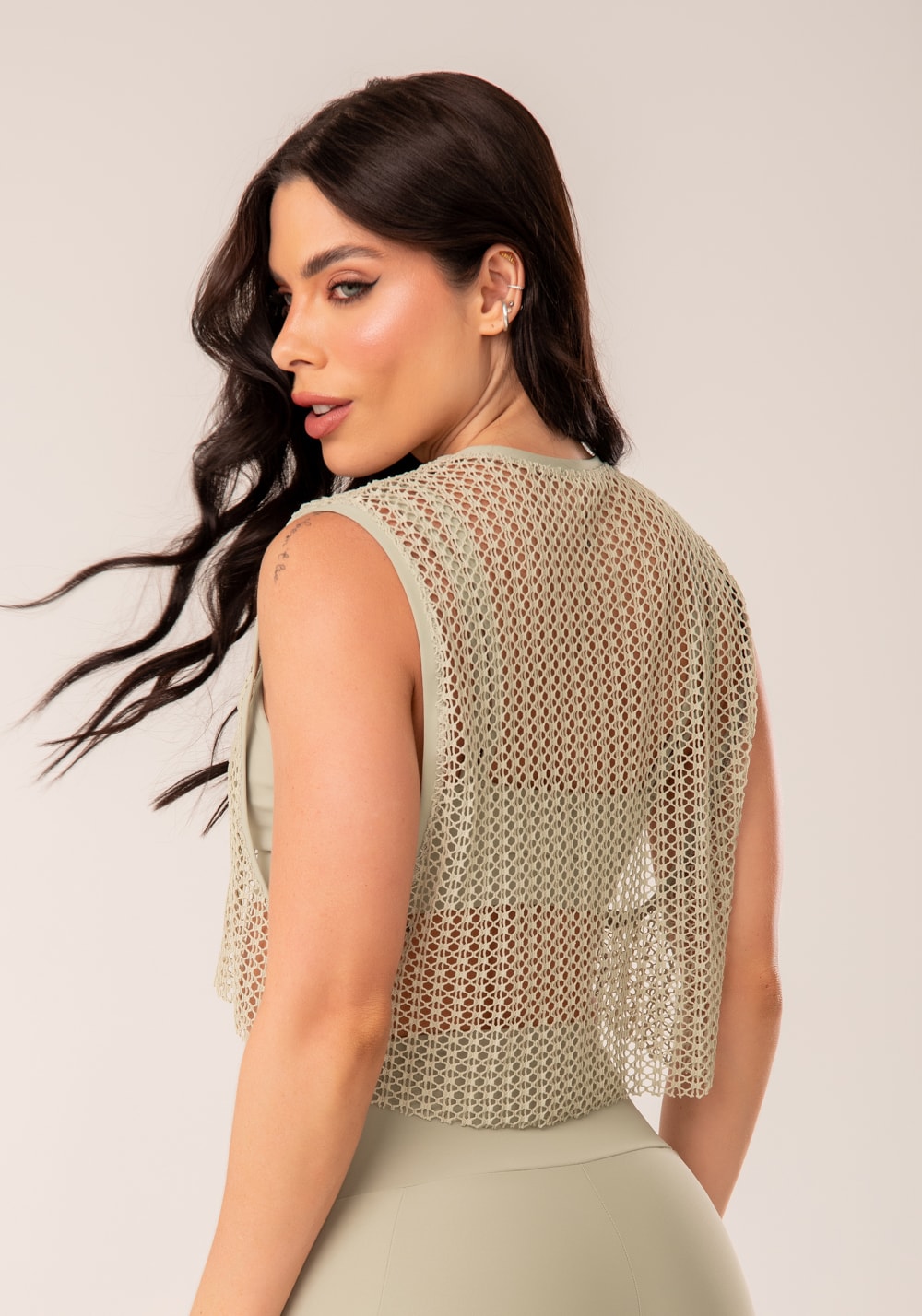 Cropped de tela feminino oliva harmony