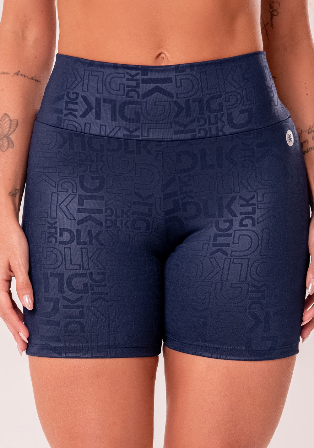 Bermuda fitness feminina azul marinho logomania reflections