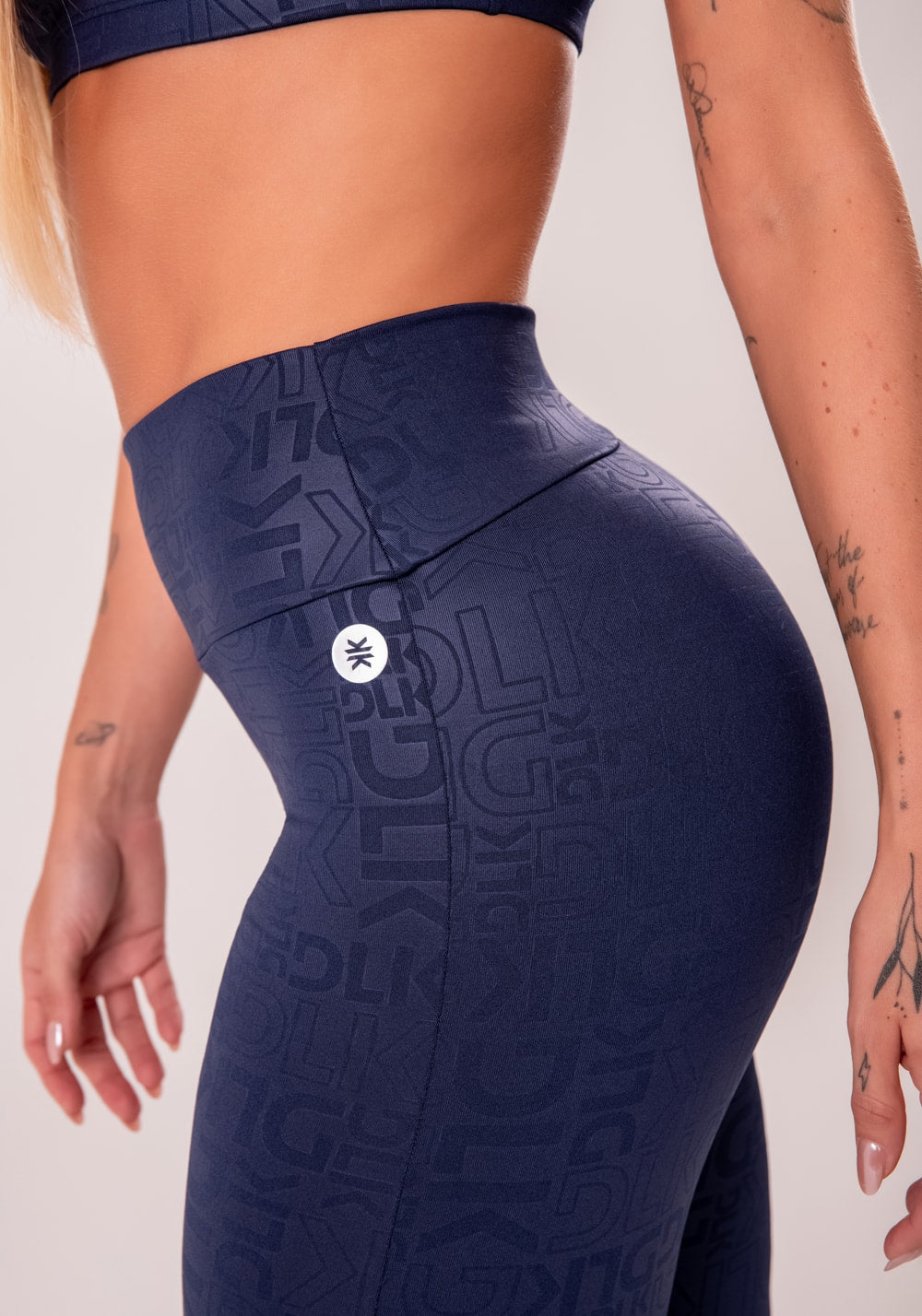 Legging fitness feminina azul marinho logomania reflections