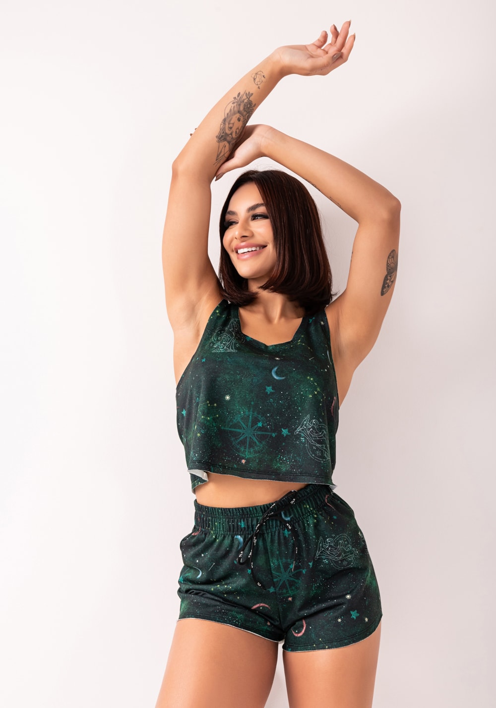 Cropped feminino moletinho estampado signo virgem