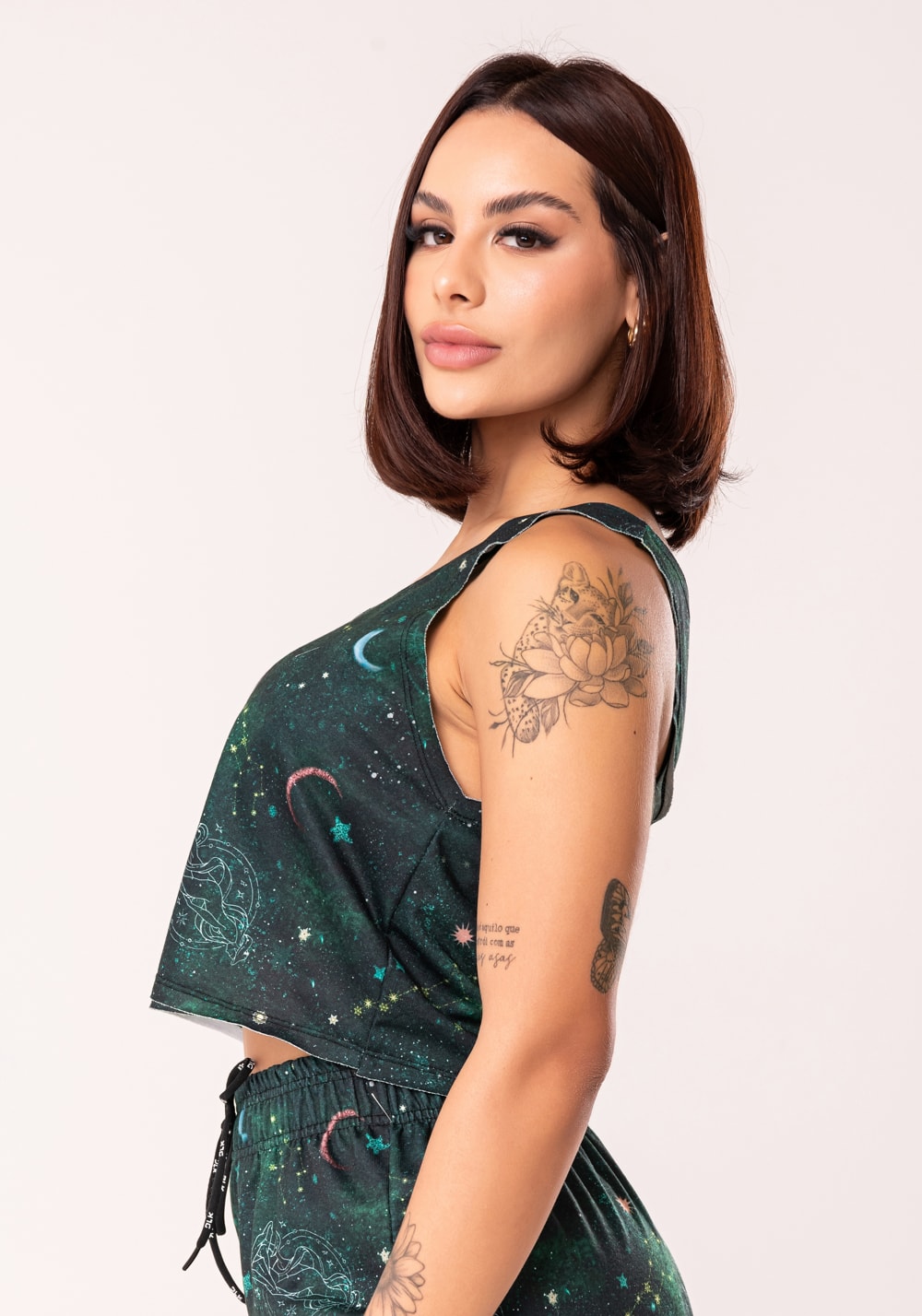 Cropped feminino moletinho estampado signo virgem