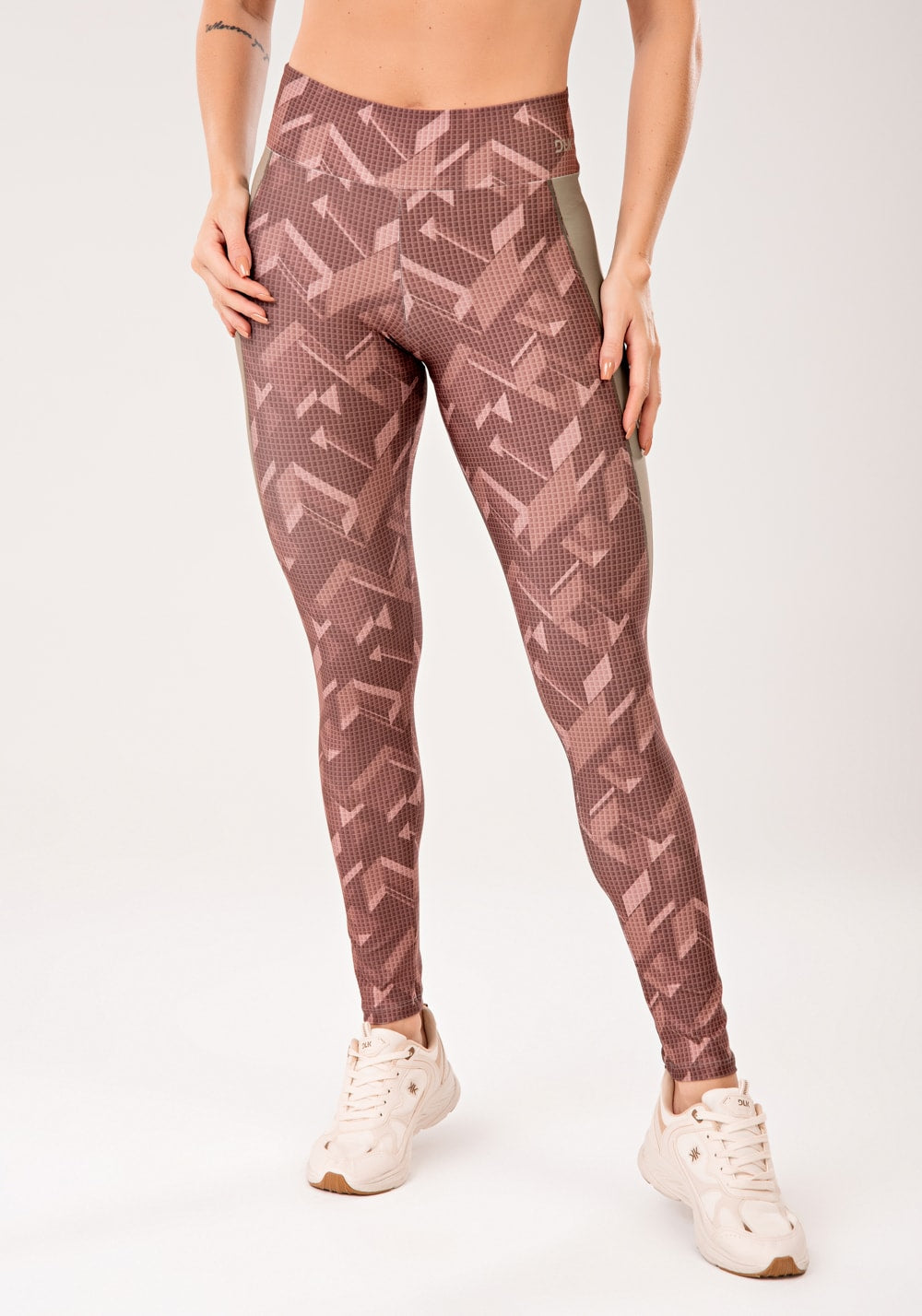 Legging fitness feminina estampada brave marrom printed mousse