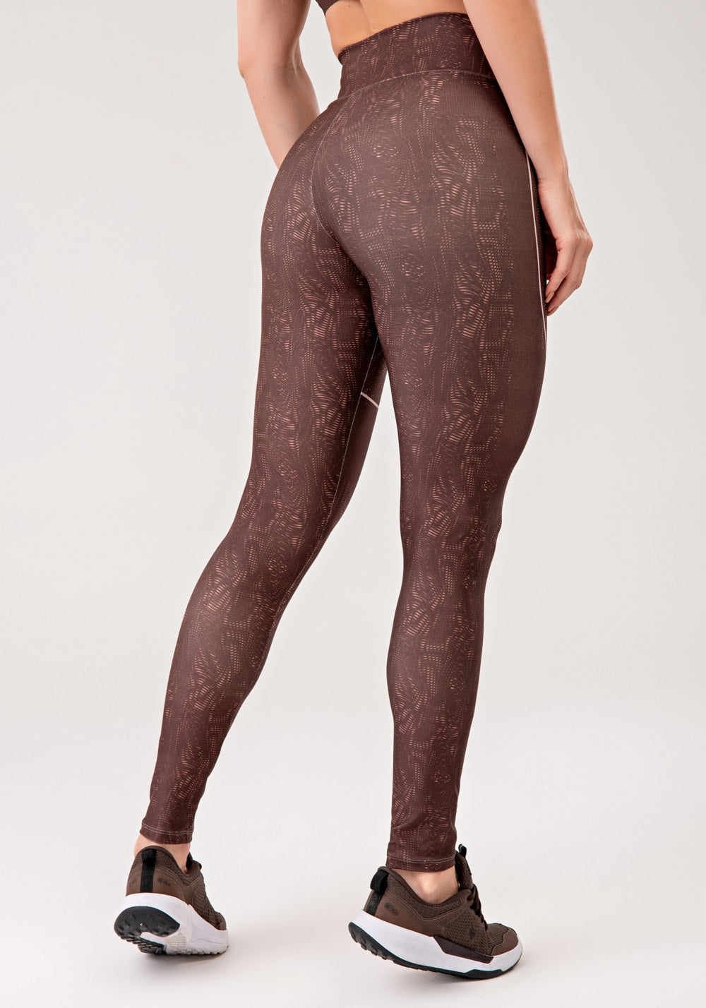 Legging fitness feminina estampada energy marrom printed mousse