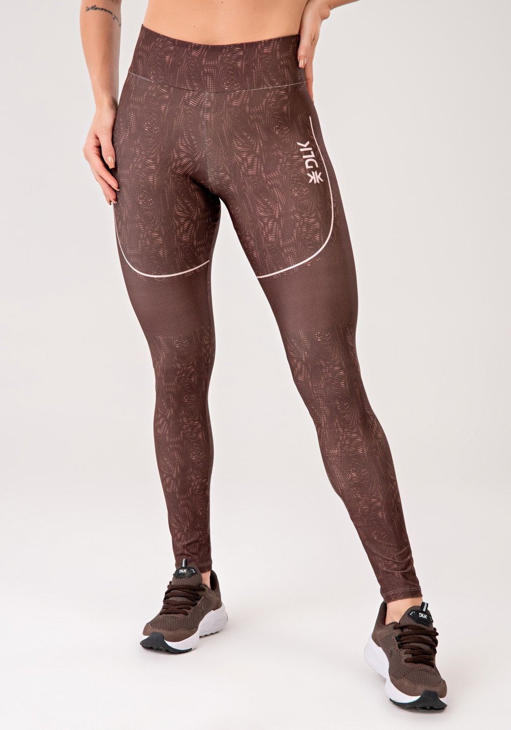 Legging fitness feminina estampada energy marrom printed mousse