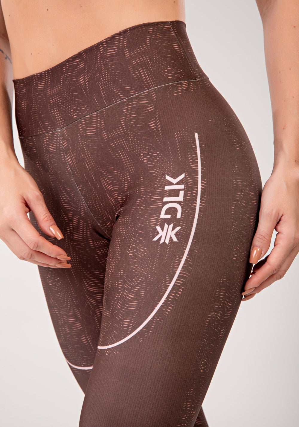 Legging fitness feminina estampada energy marrom printed mousse