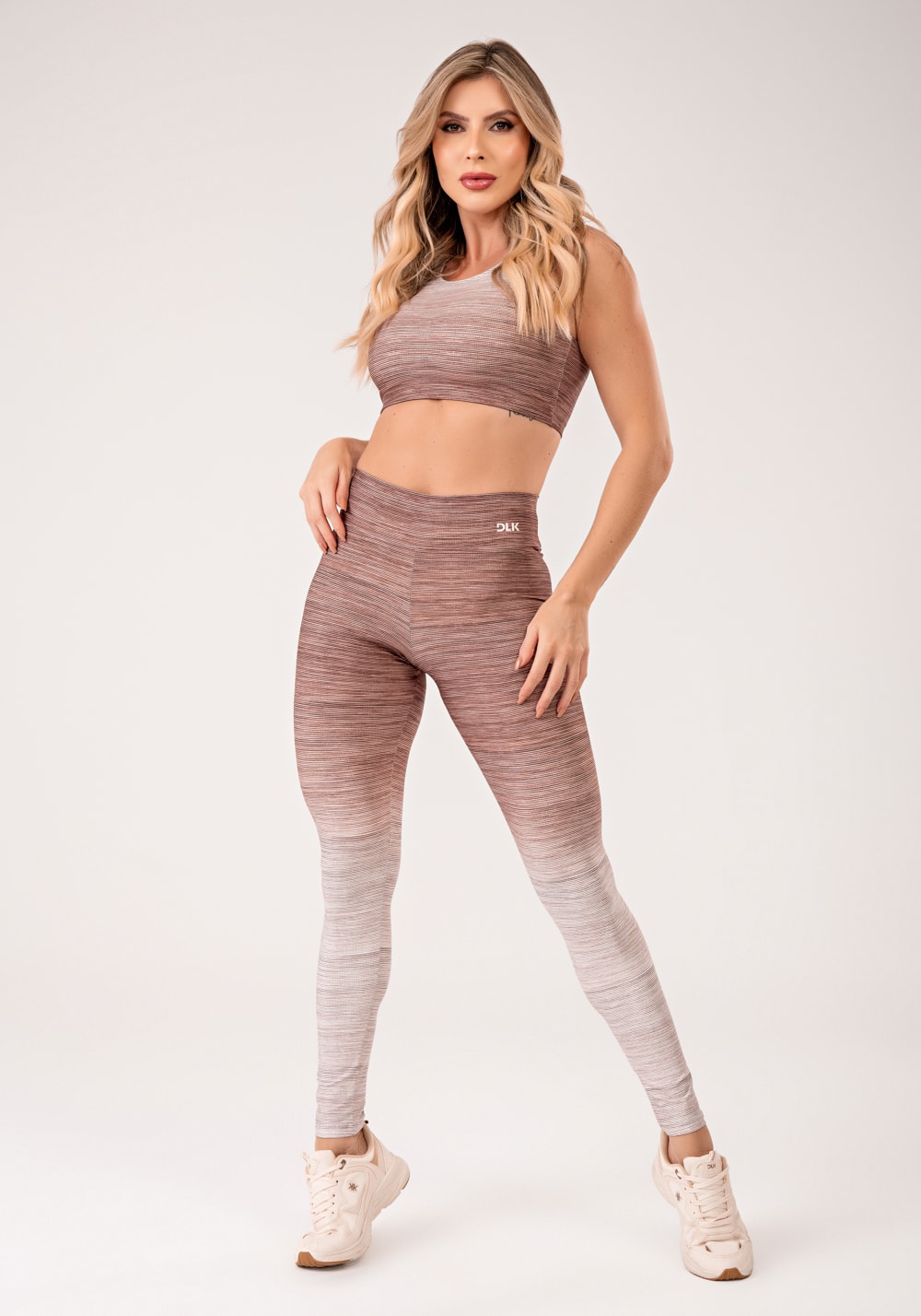 Legging fitness feminina estampada melange degradê marrom printed mousse