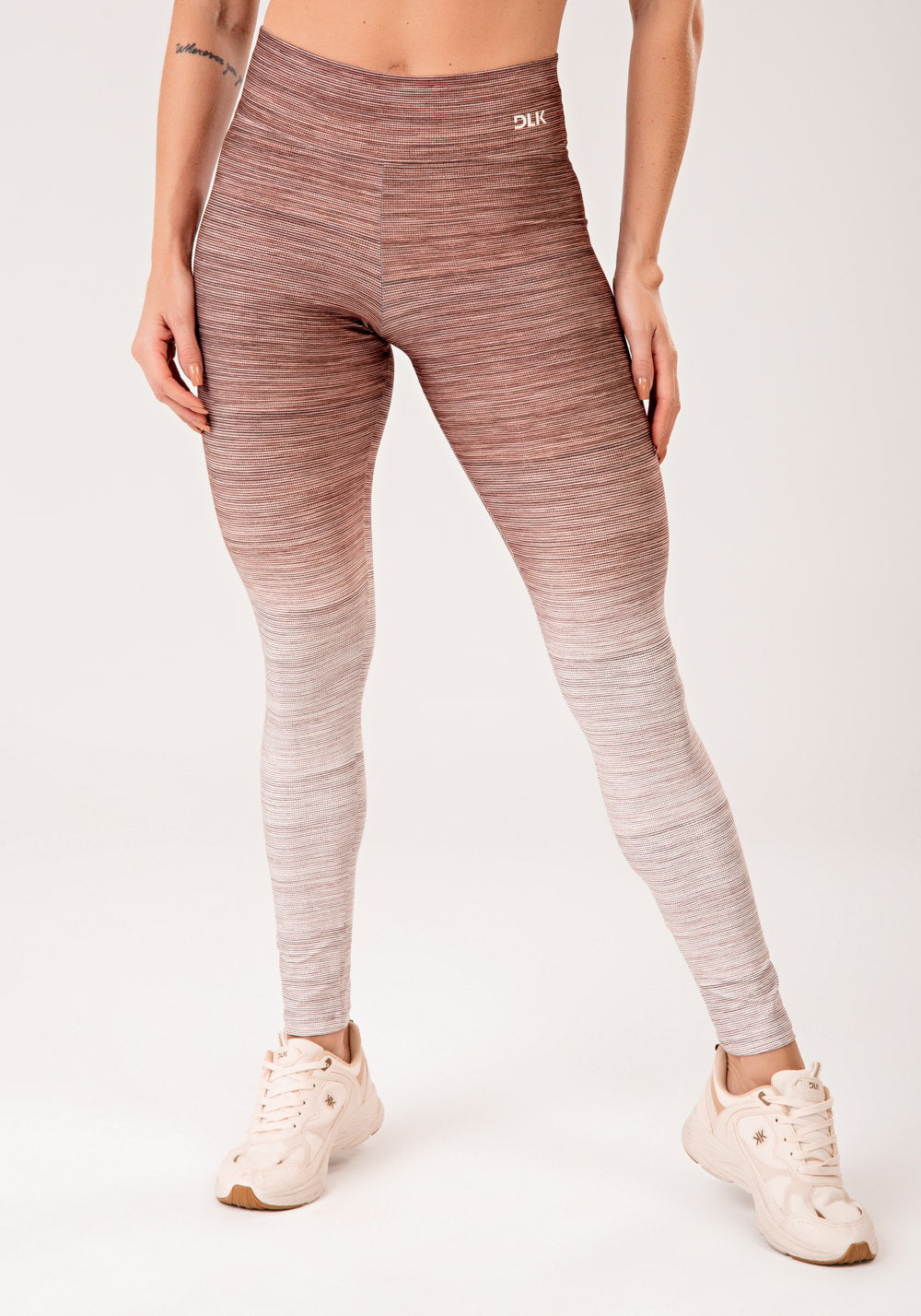 Legging fitness feminina estampada melange degradê marrom printed mousse