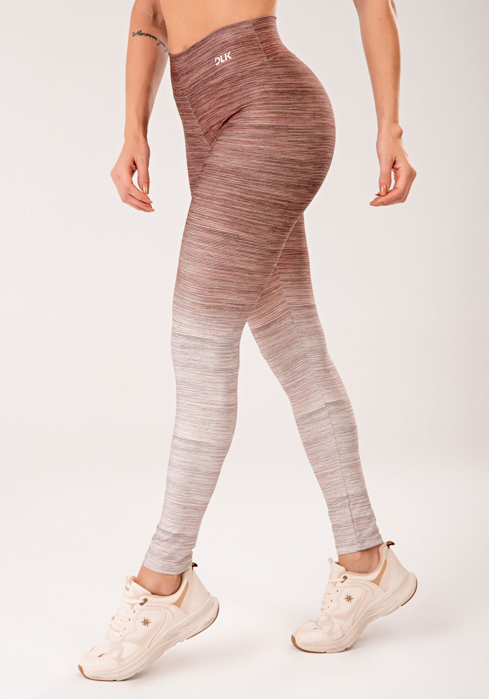 Legging fitness feminina estampada melange degradê marrom printed mousse