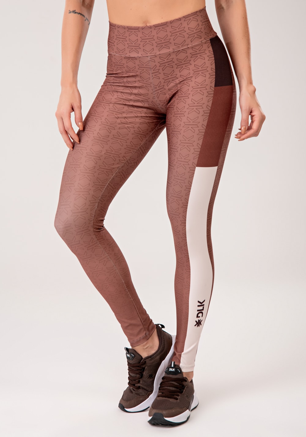 Legging fitness feminina estampada motivation marrom printed mousse