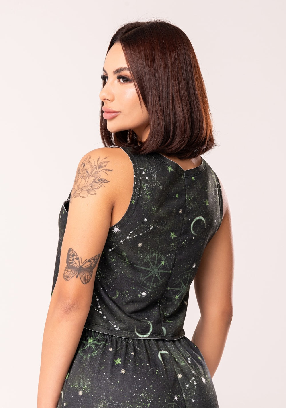 Cropped feminino moletinho estampado signo touro
