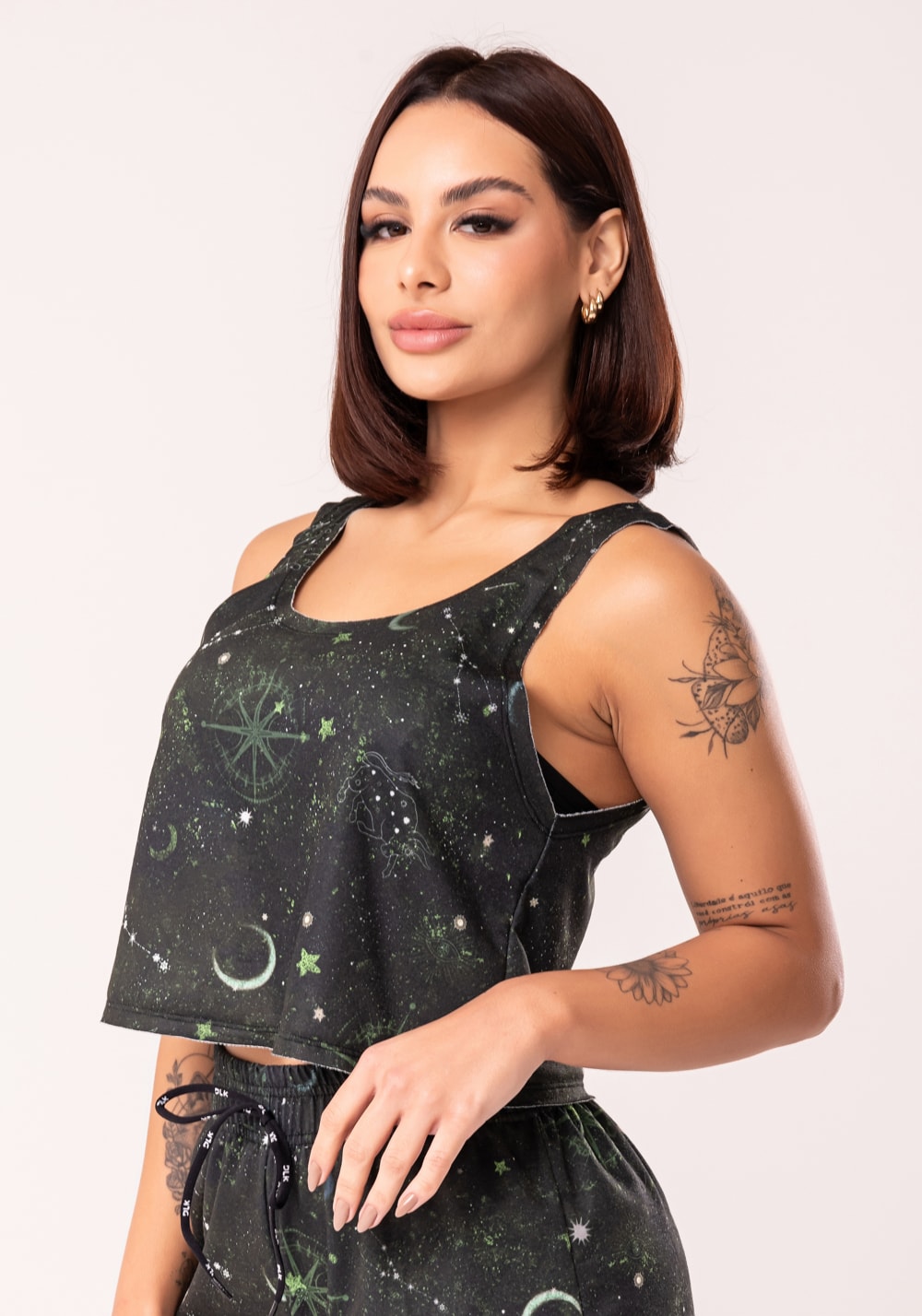 Cropped feminino moletinho estampado signo touro
